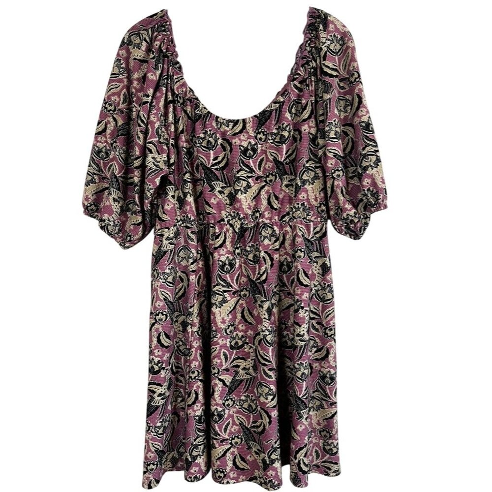 Retro Floral Milkmaid Mini Dress Pink L Boho Indie Folk Festival Preppy Chic Art - Picture 8 of 9